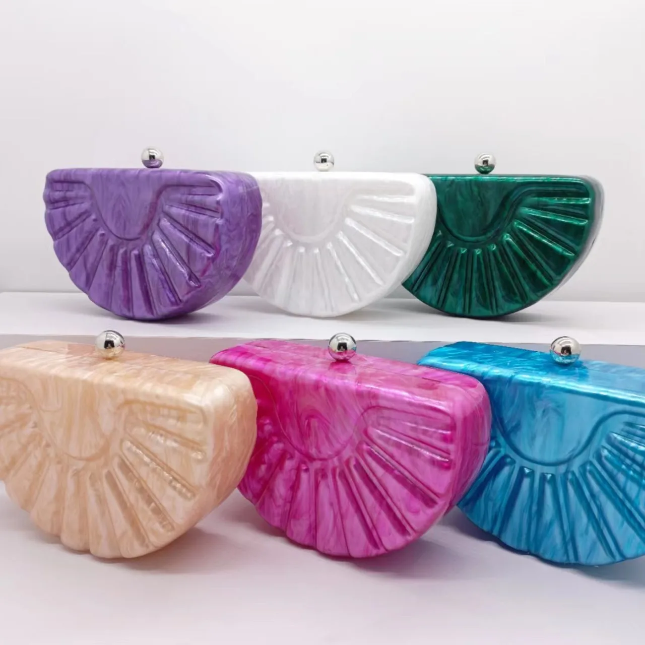

Women Brand Half Moon Barrel Acrylic Box Clutch Purse Marble Mini Beach Summer Party Evening Handbag Fashion Crossbody Bag