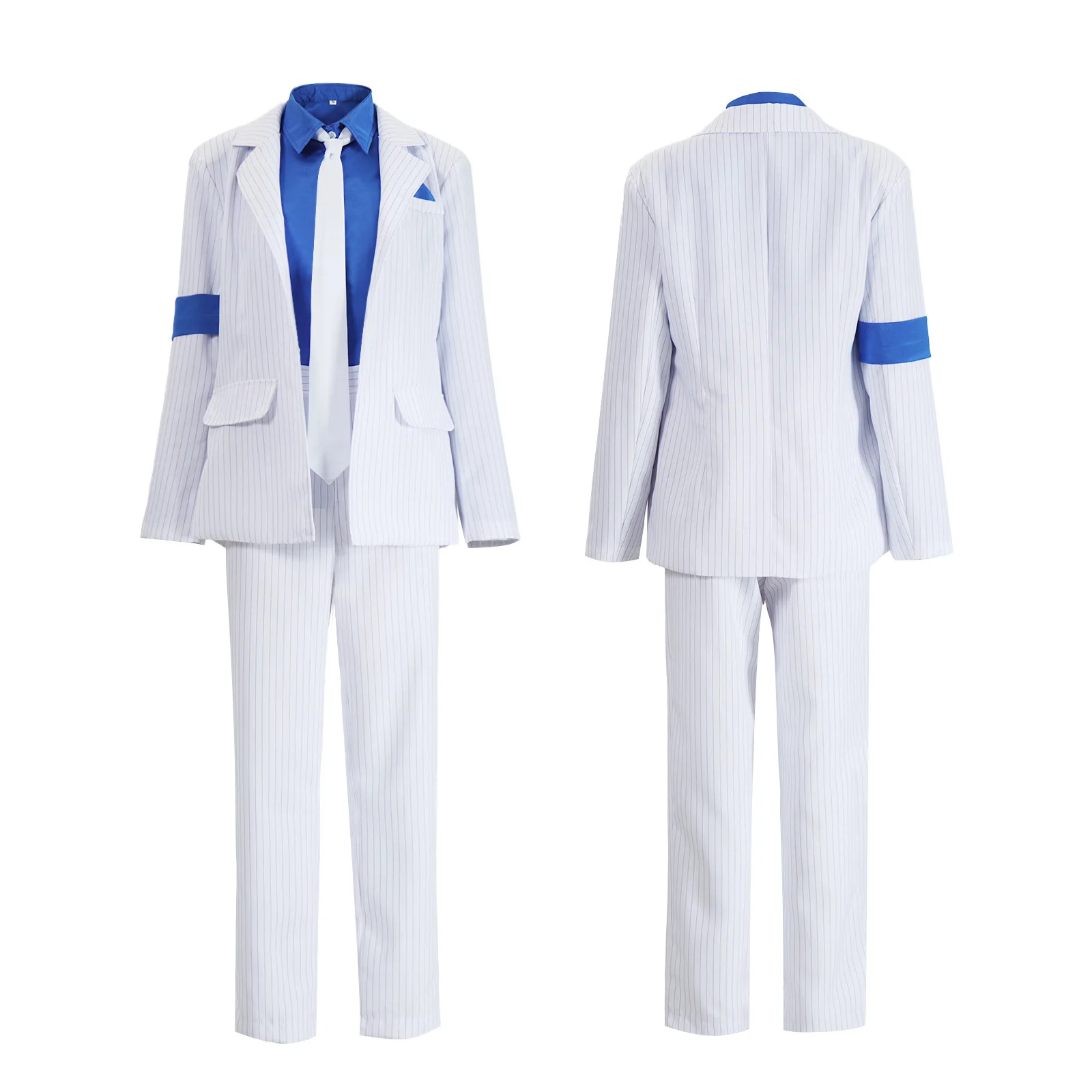 Disfraz de Cosplay Unisex de la Estrella del Pop Jackson, Traje de Rayas Blancas con Pantalón y Sombrero, Estilo MJ, para Halloween, Carnaval y Fiestas