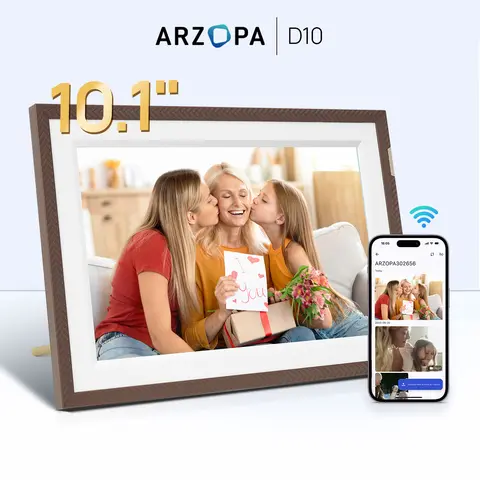 New ARZOPA Digital Picture Frame 10.1 Inch Smart WiFi Digital Photo Frame 32GB with 1280x800 IPS Touch Screen,D10