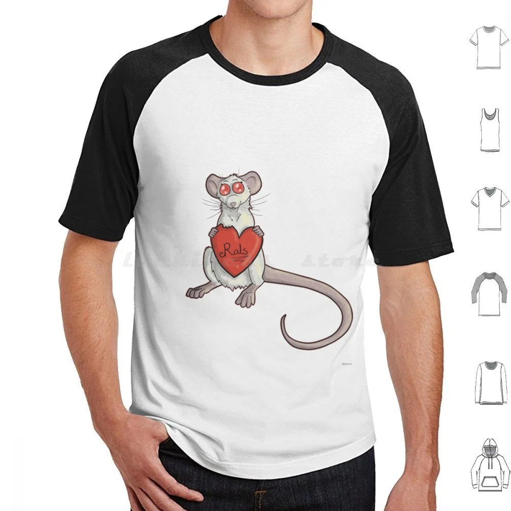 Heart Rat T Shirt Big Size 100% Cotton Rats Rat Heart Heart Rat Pink Eyed White Rat Cute Cartoon Rat Fancy Fancy Rat Fancy