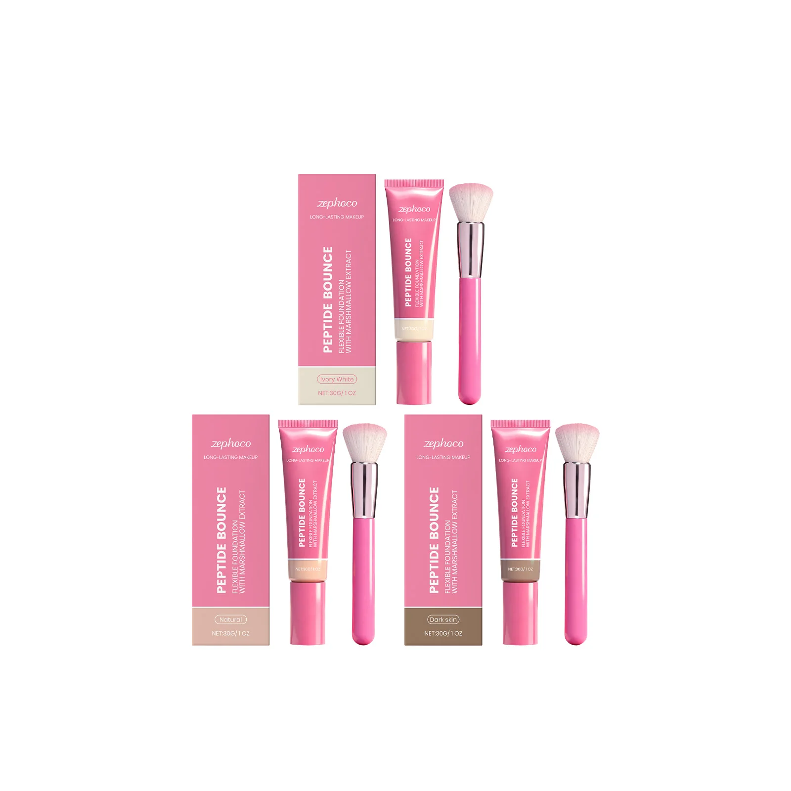 ペプチド バウンス ファンデーション ブラシ 完璧な仕上がり シミカバー コンシーラー ヒアルロン酸 深い保湿 フェイス ファンデーション メイクアップ