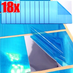 9/18Pcs Mirror Silver Wall Stickers PET Self-adhesive 15cm Square Decal Bathroom Tiles Wall Paper Blue Films DIY Decorations