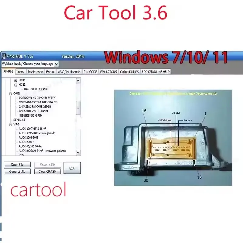 

CarTool 3.6 Auto Maintenance Software Airbag Reset & Immobilizer Programming Compatible with Windows 7/10/11 for Vehicle Electro