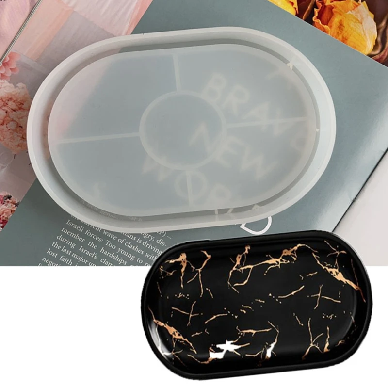 DIY Tray Resin Mould Craft Oval Rectangular Plate Dish Ashtray Mould for Resin Epoxy Mould for Office Home Decor Supply