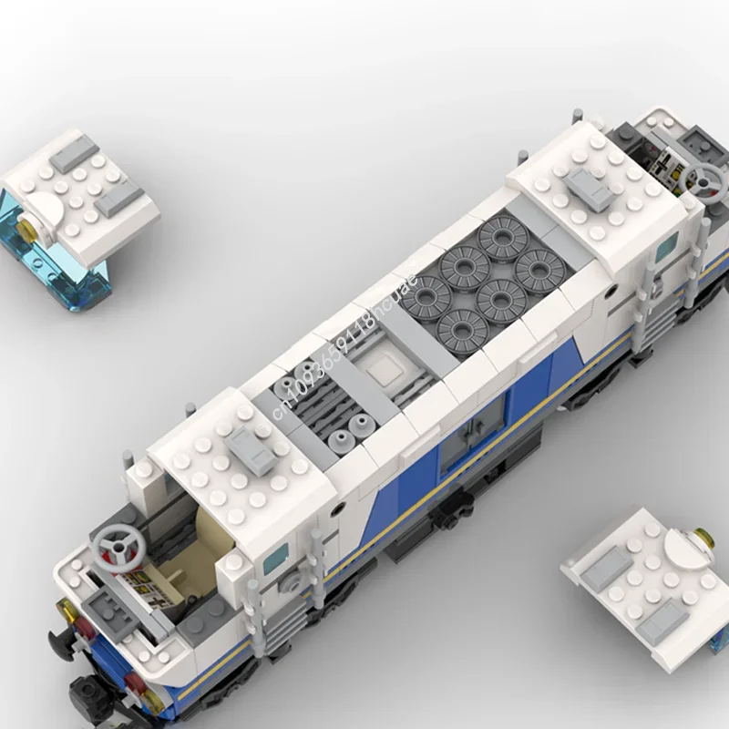 453 قطعة نموذج قطار شحن ديزل كبير الحجم بـ 6 محاور من سلسلة ترانسبورتر إيه، مكعبات بناء ميني فيجر قابلة للتركيب
