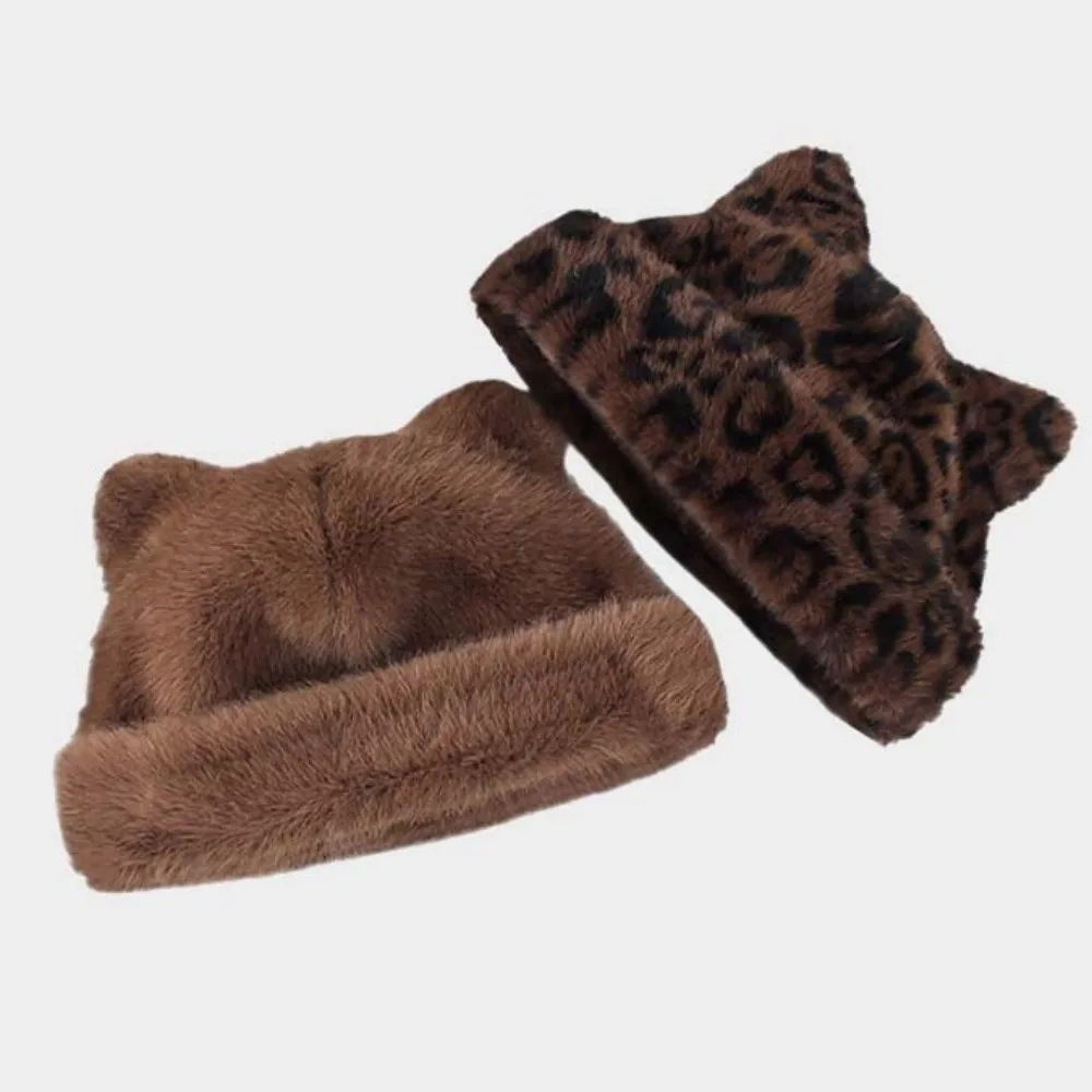 تنوعا تقليد فرو المنك ليوبارد الأذن قبعة لينة كل مباراة الدببة الضخمة قبعة الرجعية قبة البلوز قبعة الخريف