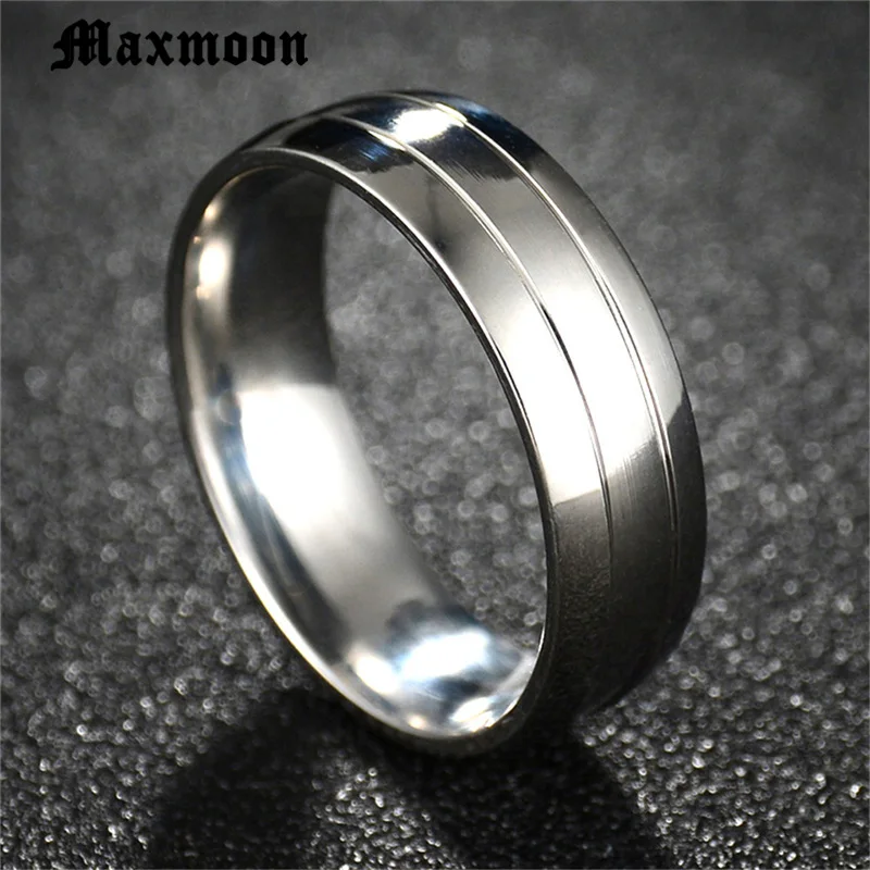 Maxmoon Wedding Rings for Women Men Couple Zirconia Band Stainless Steel Anniversary Engagement Jewelry Alliance Bijoux