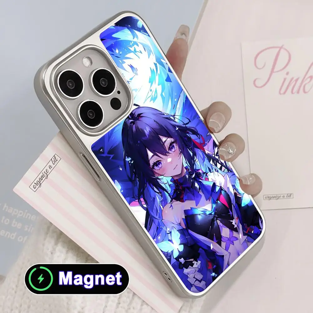 

Чехол HSR Seele с серебряным покрытием Magsafe для iPhone 17 16 15 14 13 12 11 Air Pro Max Plus, цветной