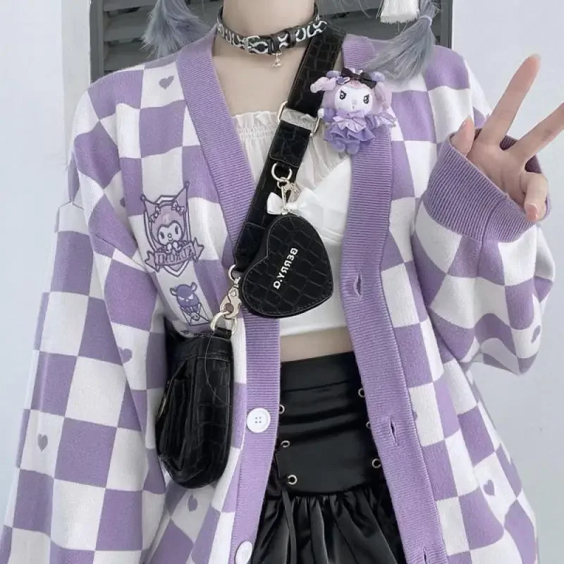 Popular Anime Girl Cardigan Sweater Kawaii Black Beauty Spring Autumn Knitted Jacket Loose Sweet Embroidered Tops Gift Fashion view 3