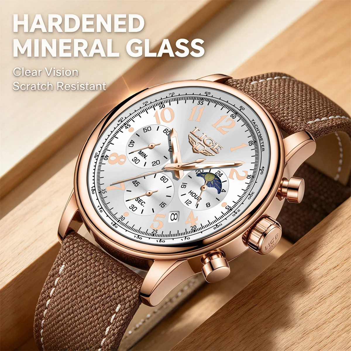 LIGE Luxury Men Watch Waterproof Luminous Date Chronograph Nylon Man Quartz Wristwatch Men's Watches Relógio masculino