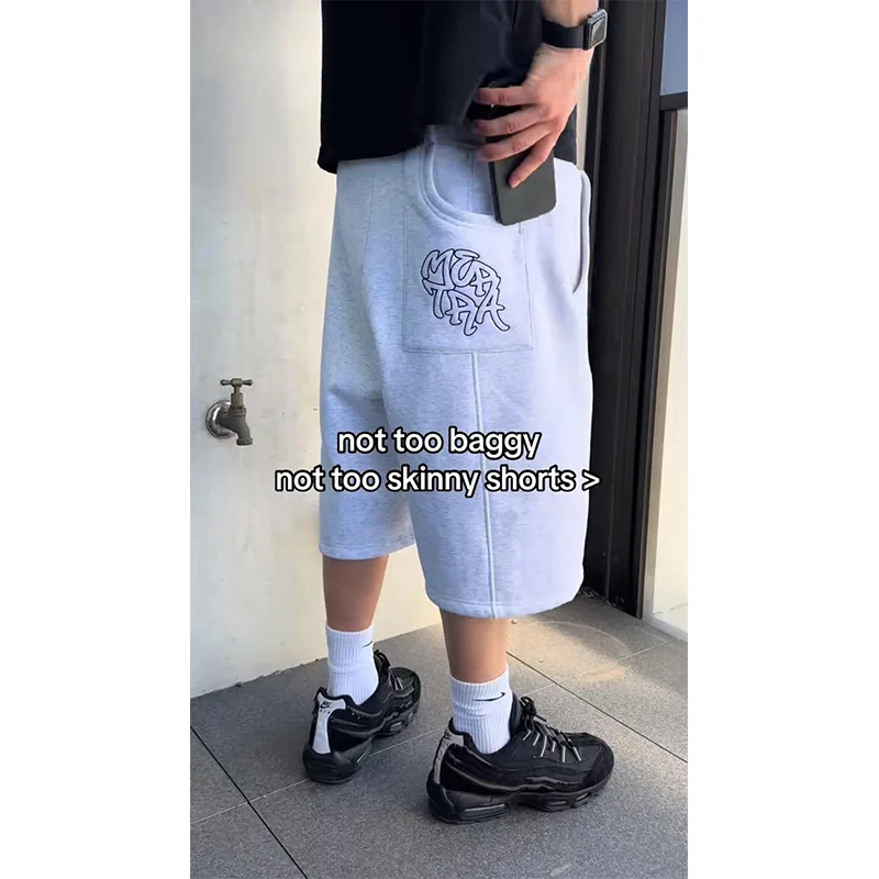 

Mertra embroidered letter short leggings for casual high street hip-hop rap streetwear Short pants