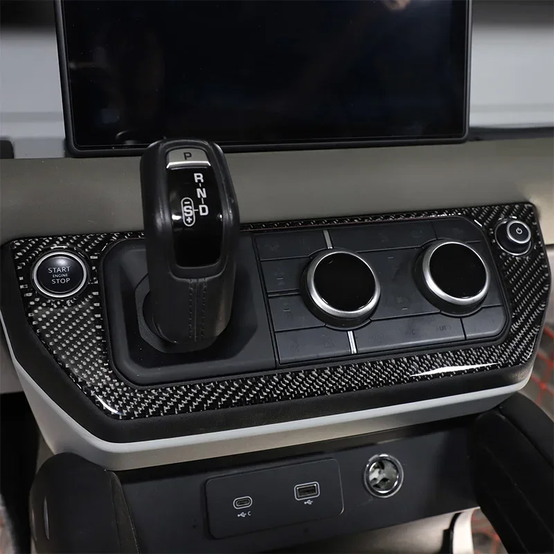 

1Pcs Soft Carbon Fiber For Land Rover Defender 90 110 130 2020-2024 Center Console Air Conditioning Cover Trim Car Accessories
