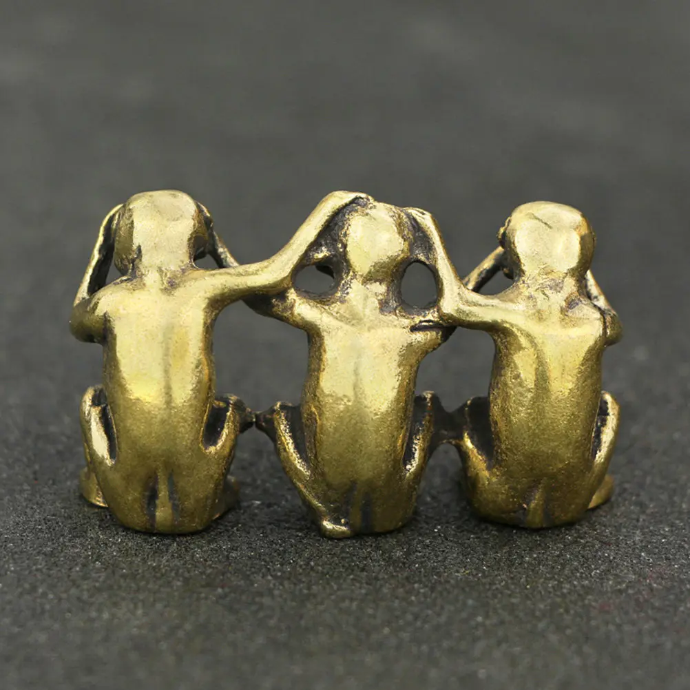 Brass Statue Decor Retro Design Hear No Evil Sculpture Desktop Table Ornament for Living Room Bedroom