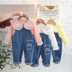 Autumn kids Baby girls clothes long sleeve Shirt+ Jeans 2024 Korean Fashion Casual girls clothes set for 0-4 year