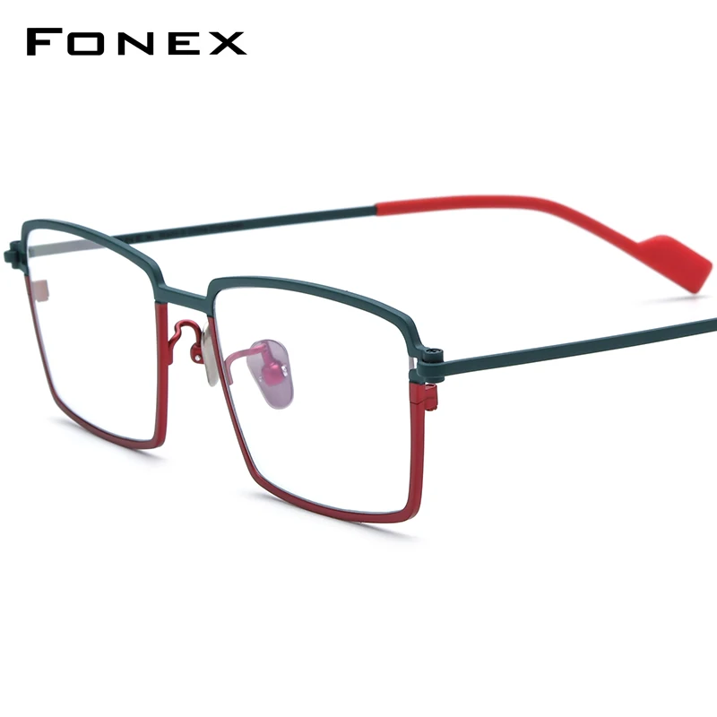 FONEX Pure Titanium Glasses Frame Men 2025 New Women Fashion Retro Square Eyeglasses Color Eyewear F85904