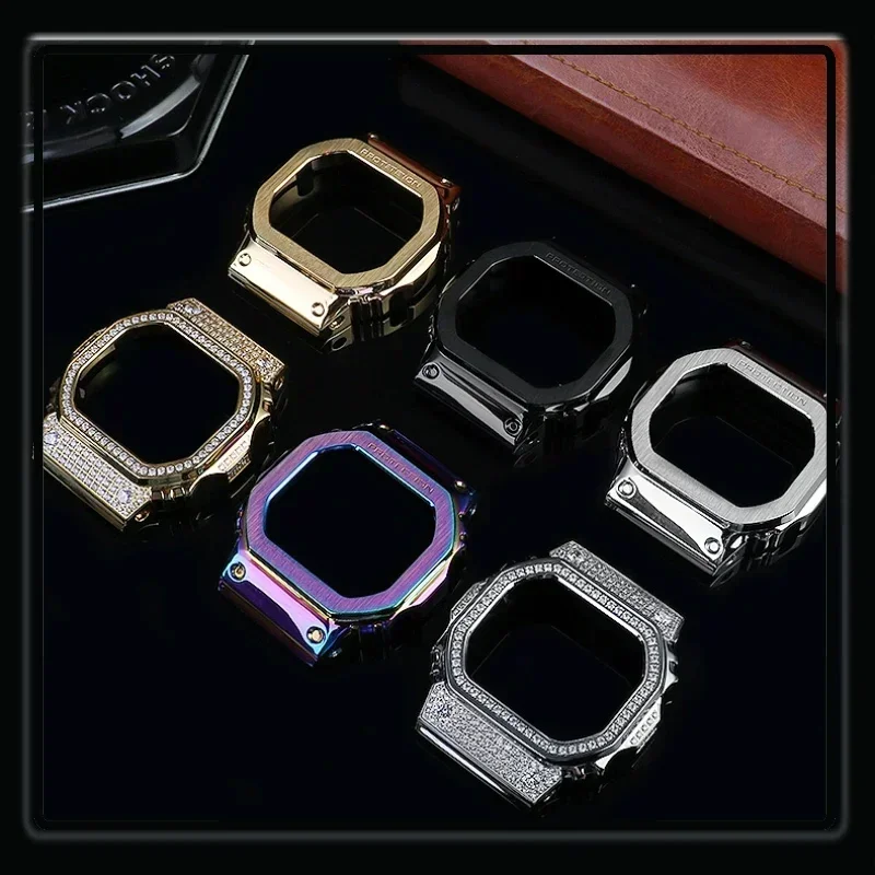 Modified Suit Watchband for Casio G-SHOCK DW5600 GW-B5600 GWM5610 Stainless Steel Metal Bezel Watch Case + Strap Repair Tool