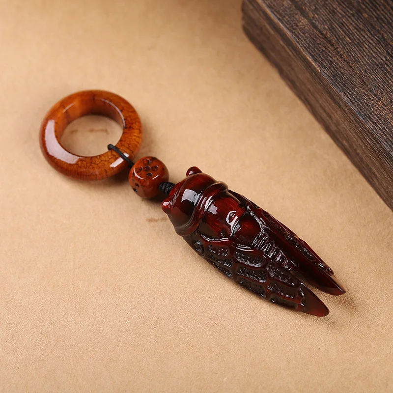 Natural old material, yak horn carving, a blockbuster, hand handle, golden cicada ornament, plate play retro man