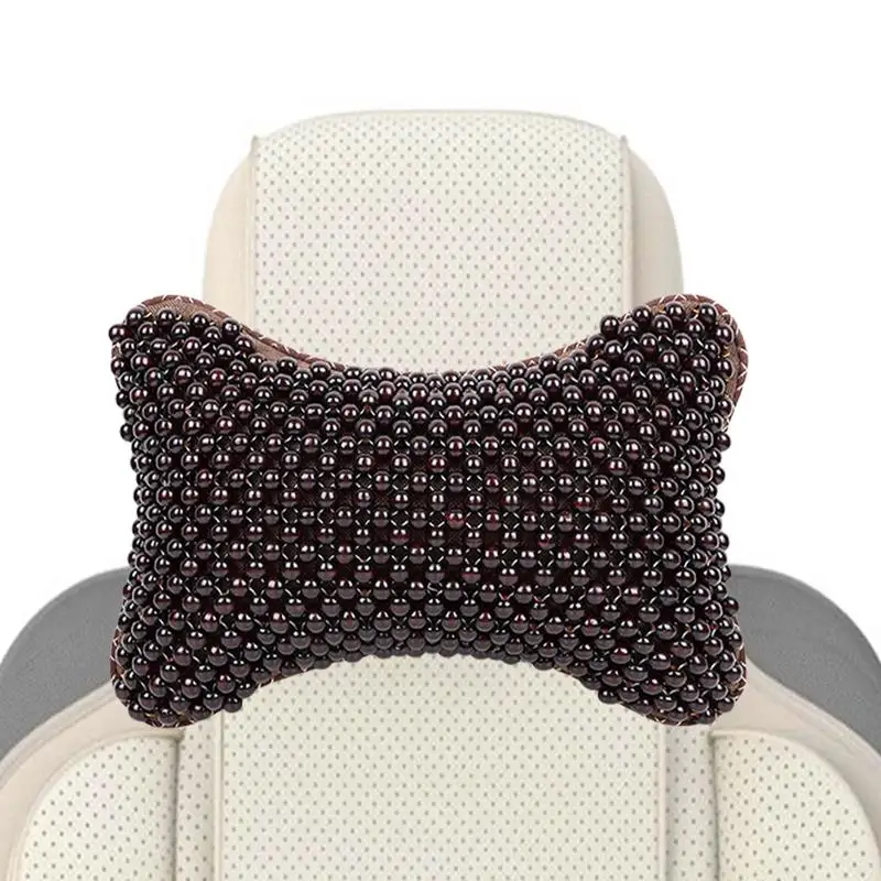 Neck Pillow For Car Wooden Beads Headrest Support Cushion Breathable Auto Head Neck Rest Cushion Relax Neck Support driving