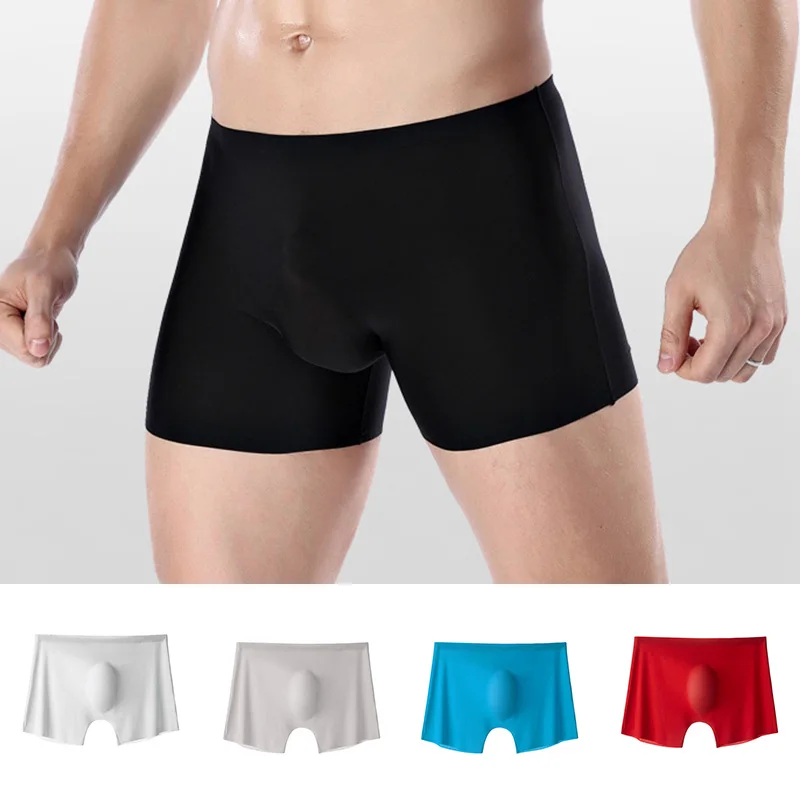 Ropa interior suave sin costuras para hombre, calzoncillos ultrafinos de seda de hielo, Bóxer elástico transparente, Verano