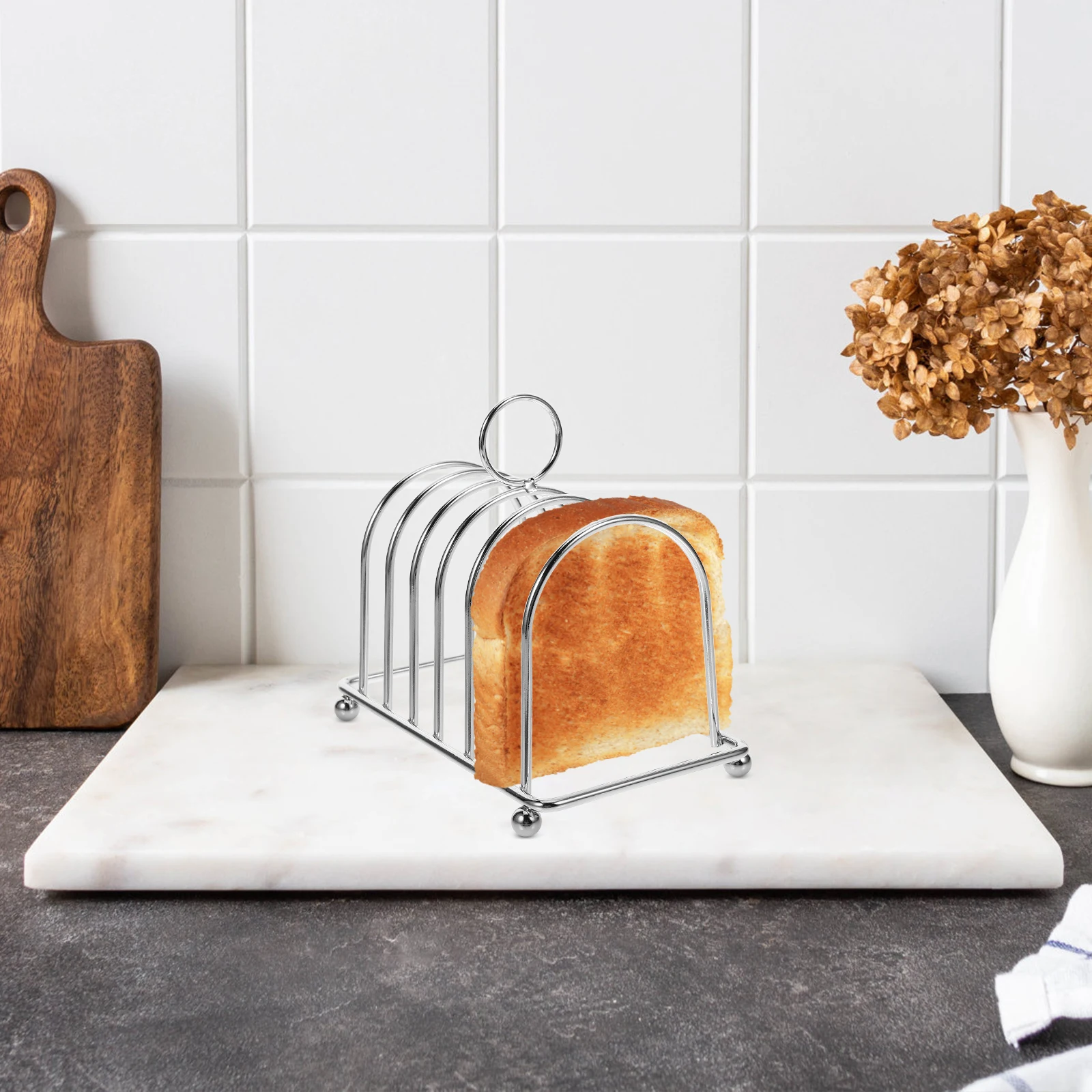 

Metal Bread Rack Desktop Slice Toast Stand Kitchen Accessory Smooth Surface Household Countertop Toast Storage Holder