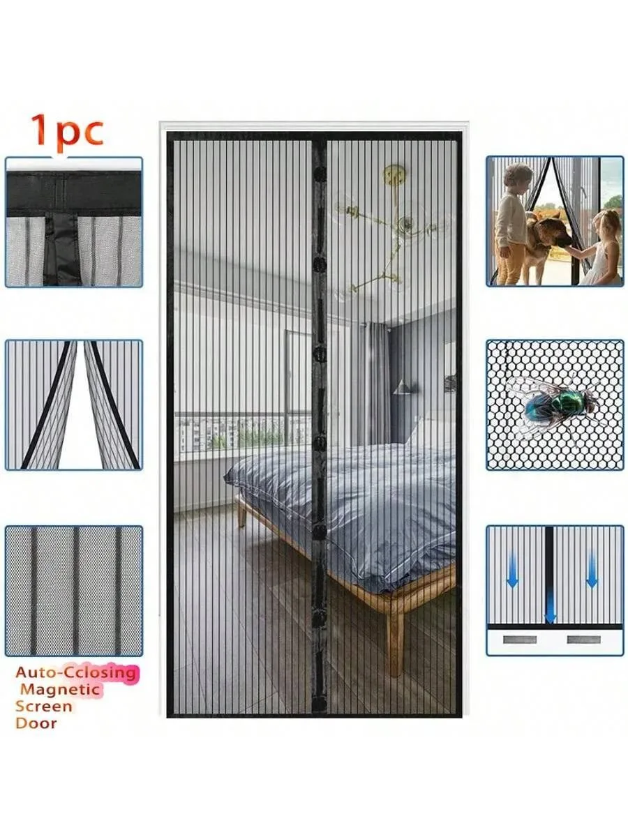 1pcAnti-mosquito Curtain Mosquito Netss for Window Fly Screen Automatic Closing Door Household Ventilation Curtains Magnetic Net