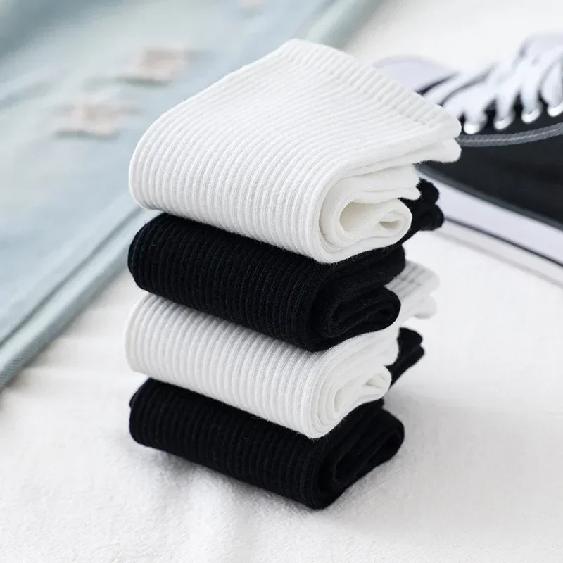 Casual Black White Sport High Long Socks for Women Men Unisex Harajuku Streetwear Hip Hop Skateboard Socks for Christmas Gifts