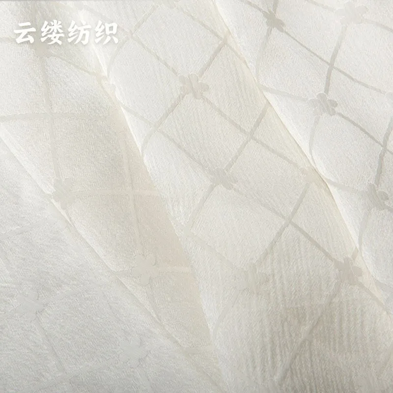 Silk jacquard fabric white checkered printed spring and Summer non-stuffy fashion