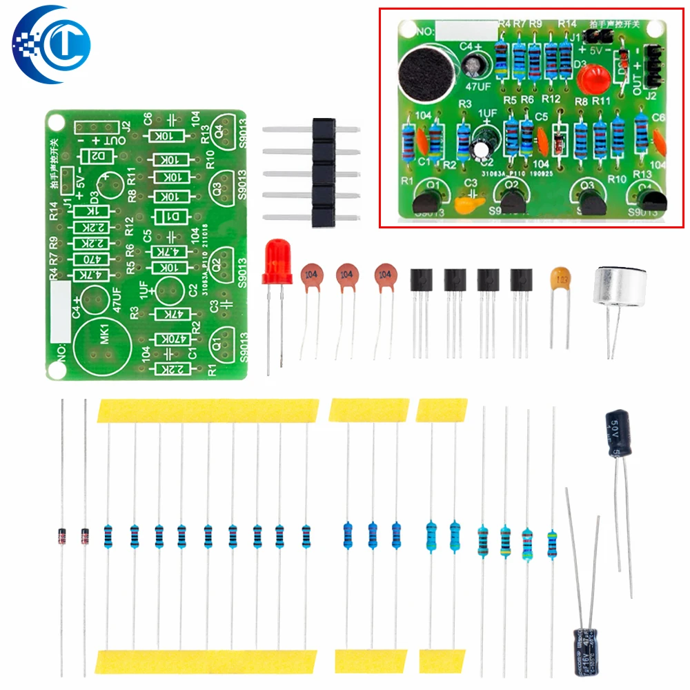 Saklar kontrol Clap akustik elektronik, Kit DIY, Sensor suara, sirkuit elektronik swakriya setelan modul PCB terintegrasi