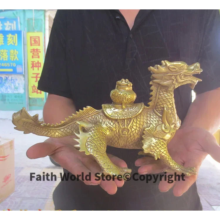 office SHOP TOP efficacious Money Drawing GOOD LUCK Mascot talisman # Southeast Asia GOD Dragon FENG SHUI Brass statue