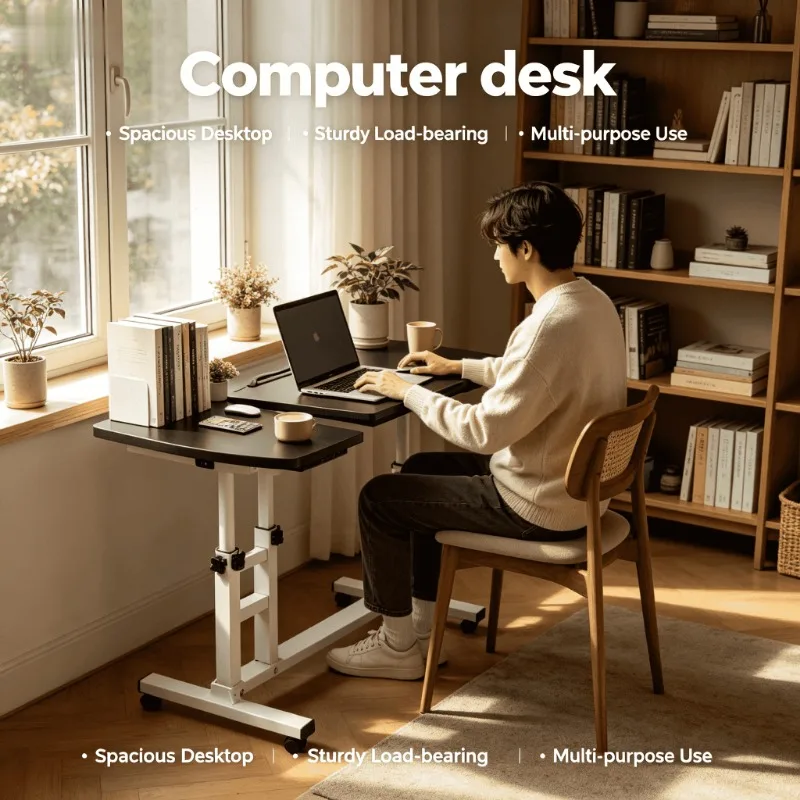 Small Desk Habitación Escritorios Adjustable Height Bedside Lift Up Computer Laptop Table Mobile Rolling Sofa Side Foldable