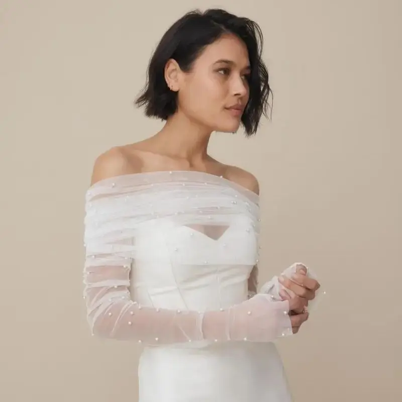 YouLaPan G73 Hochzeit Ärmeln Abnehmbare Braut Wraps Wizard Mantel Plus Größe Kurze Strickjacken für Frauen Personalisierte Hochzeit