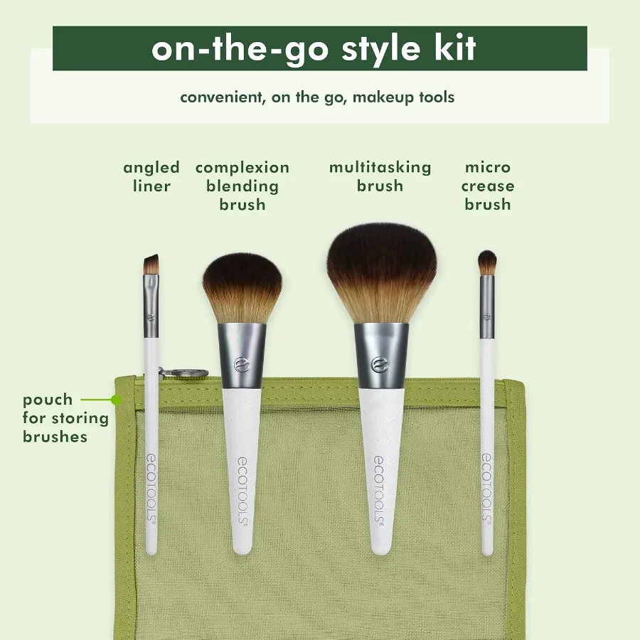 OnTheGo Make-up-Pinsel-Set, reisefreundliches Pinsel-Set, Mini-Größe, Make-up-Tools für Puder, Rouge, Bronzer, Lidschatten, freundliche Synthetik