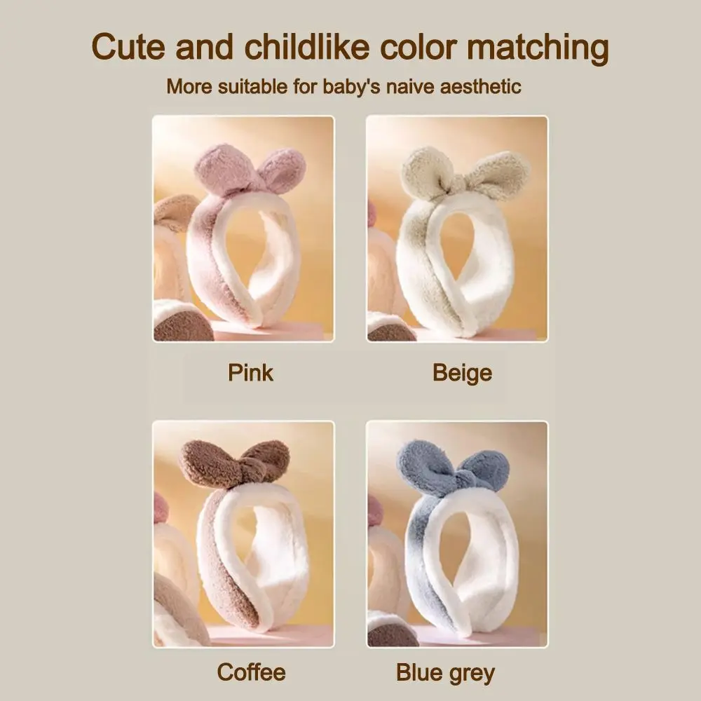 Cute Bowknot Ear Warmer Rabbit Ears Cold Protection Children Earflap Soft Windproof Earmuffs