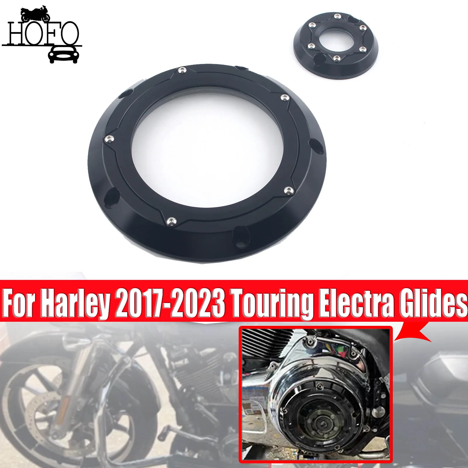 Black CNC Clear Engine Derby Timing Timer Cover For Harley M8 Touring 2017-2023 FLHR