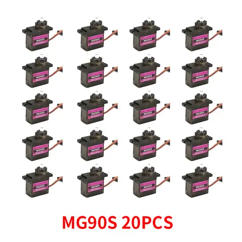 Micro Servo de engranaje de Metal MG90S, Motor de 13,4g para ZOHD Volantex, avión, helicóptero, coche, barco, modelo de Control de juguete, 4/5/10/20 Uds.