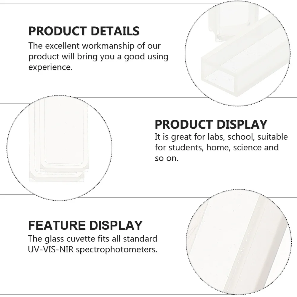 3Pcs Glass Cuvette 5mm Pathlength Durable Transparent Spectrophotometer Lab Sample Cuvettes Glass Cuvettes Sample Cuvette