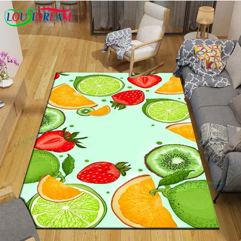 Alfombras impresas de papel tapiz de frutas variadas de moda, sala de estar, área de Bar, alfombrillas de dormitorio, Alfombra de Yoga, alfombra grande para exteriores, decoración