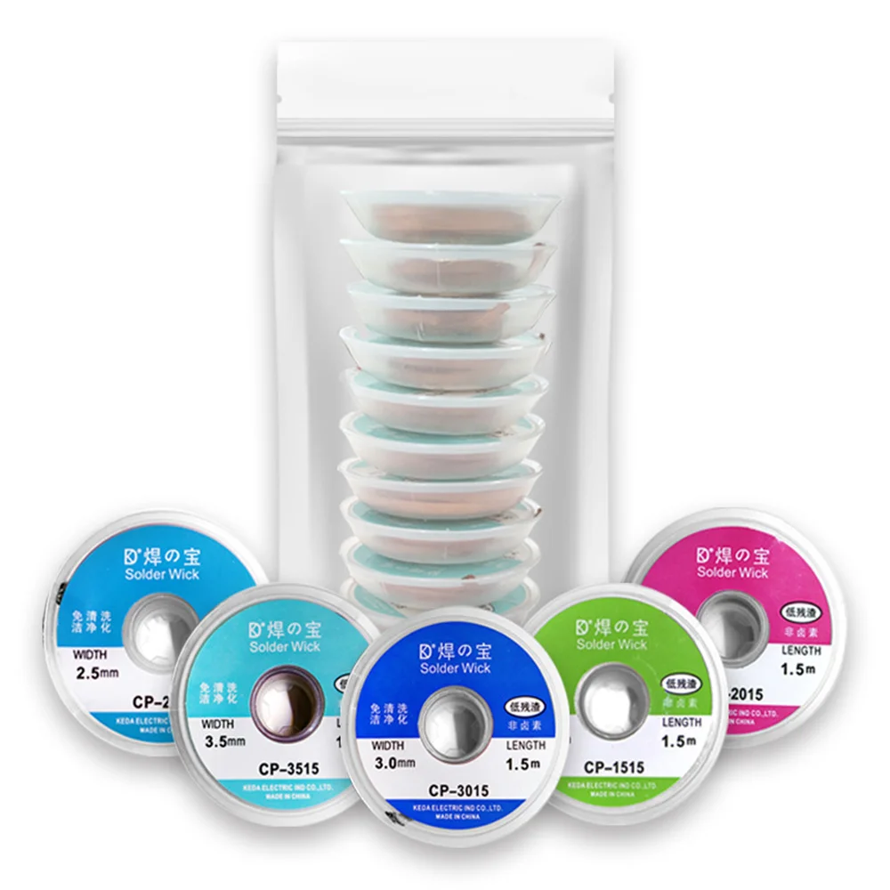 Bande tressée à dessouder, dissolvant de soudure de soudage en cuivre, mèche de soudure de fil, flux de 18 fils, outil de réparation BGA, 1/1mm, 2/2mm, 3/3mm, mm