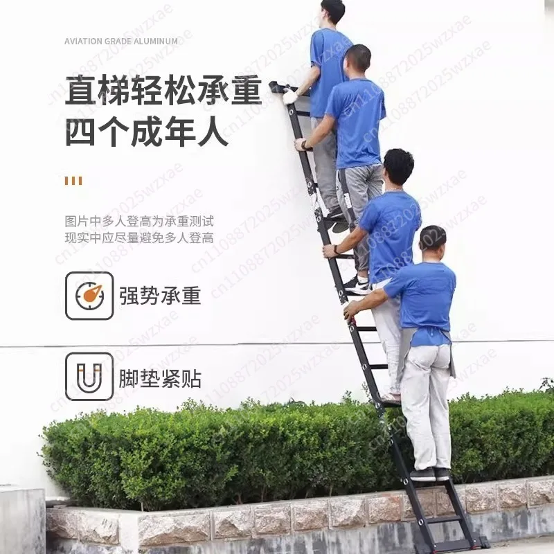 Hot sales Multi-Purpose Folding Ladder, 7-in-1 Tall Extension Step Ladder, A Frame 5 Step Telescoping Ladder, 19ft Reach Height image 5