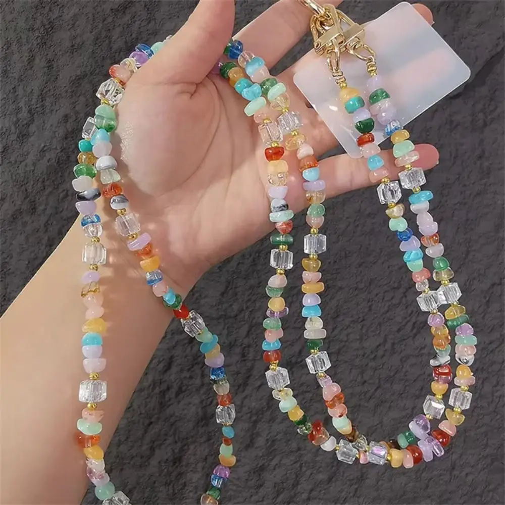 

Stylish Cute Mobile Phone Straps Stone Gem Crossbody Long Phone Lanyard Anti Loss Hanging Ornament Beads Phone Chain Women Girls