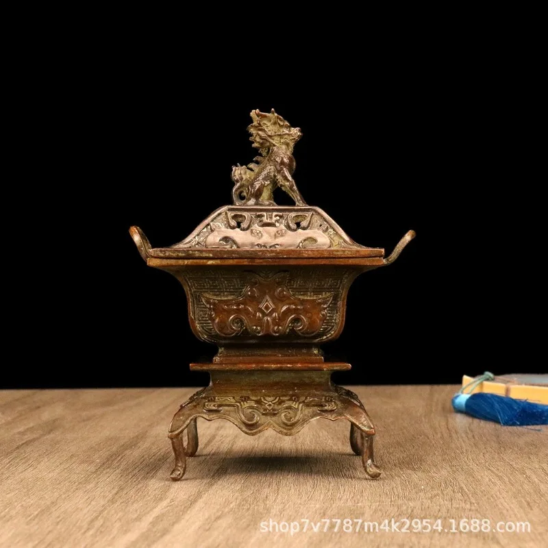 Antique-Style Brass Alloy Craft Pixiu Three-Layer Censer Home Decorative Ornament