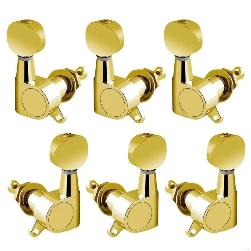 6Pcs Guitar Tuning Pegs (3L+3R Handed) 1:14 Ratio Guitar Tuners Electric or Acoustic Guitar Machine Heads Replacements