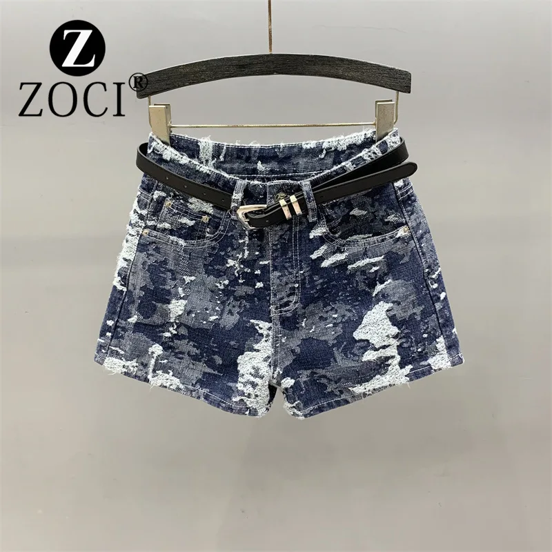 [ZOCI] 2024 Summer Collection New Jacquard Embroidered Shorts Women a Unique Design, Straight Tube Loose Hot