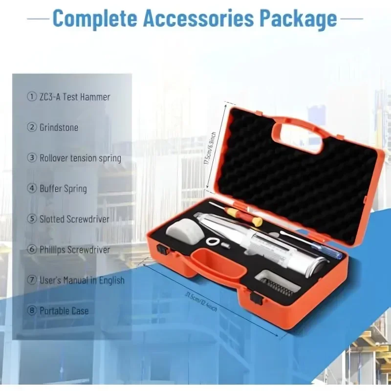 

Aluminum Body Concrete Testing Rebound Value Scale High Precision Impact Hammer Original Schmidt Rebound Hardness Tester