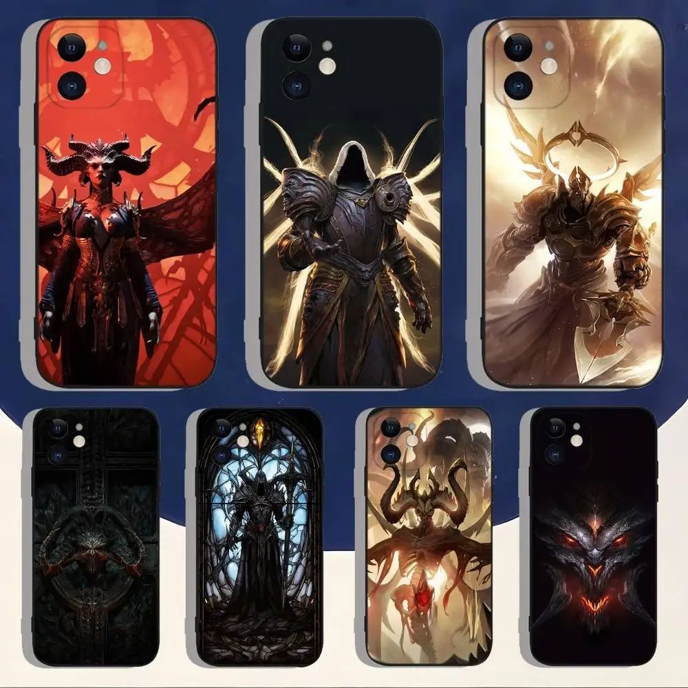 

D-Diablo IV Game Phone Case For iPhone 16,15,14,13,12,11,Pro,Max,Plus,X,XS,XR,SE,8,7,Mini,Soft Silicone Black Case