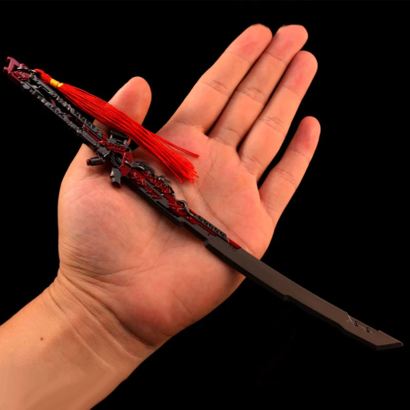 Periféricos de juego Ghost Recon de 26cm/10,23 pulgadas, espada samurái, cuchillo de Metal, modelo de arma con borlas, adorno de escritorio, juguete artesanal para niño
