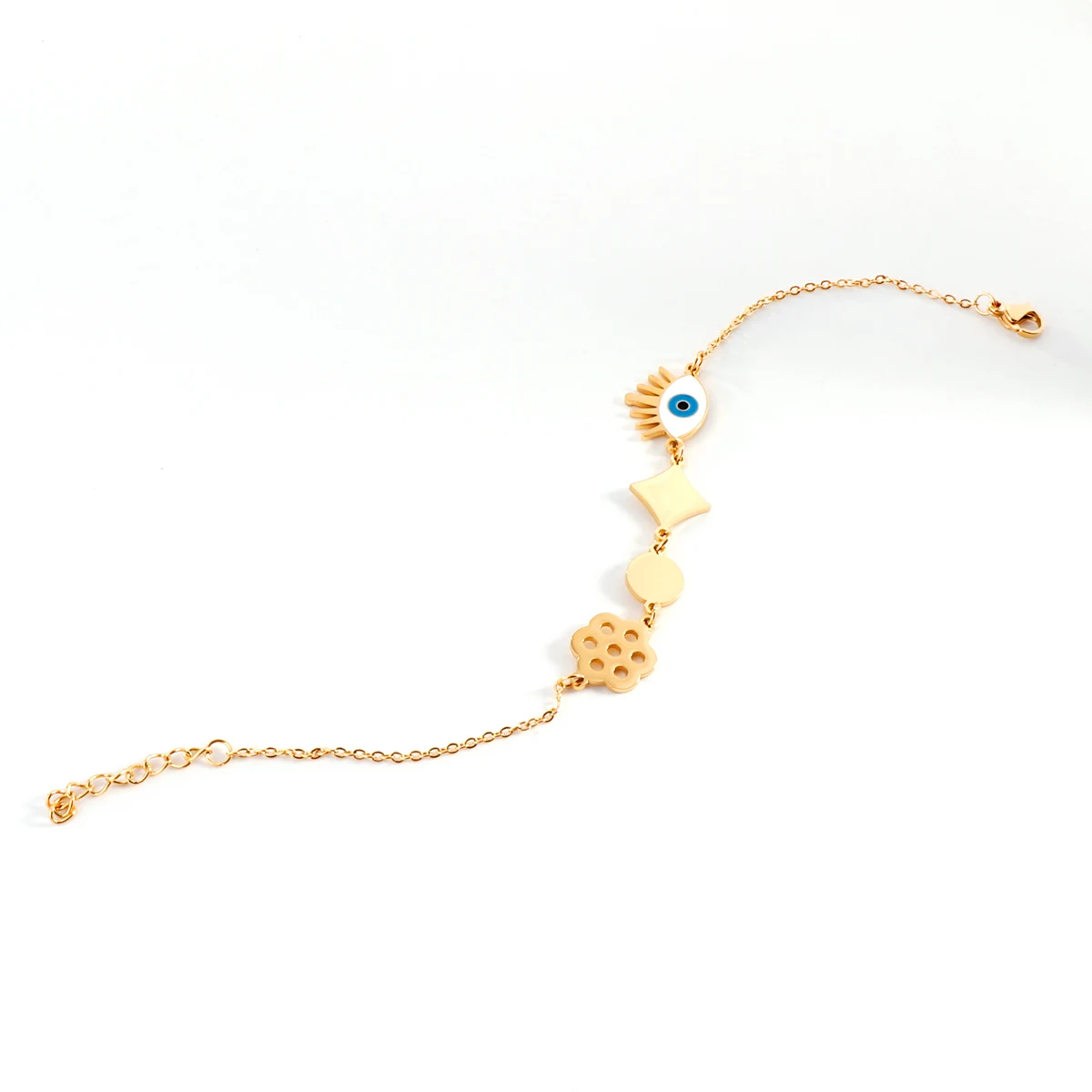 LUXUKISSKIDS Eye Beads Charms Bracelets Woman Gold/Siver Color Blue Turkish Eyes Stainless Steel Jewelry For Daily Wear/Party