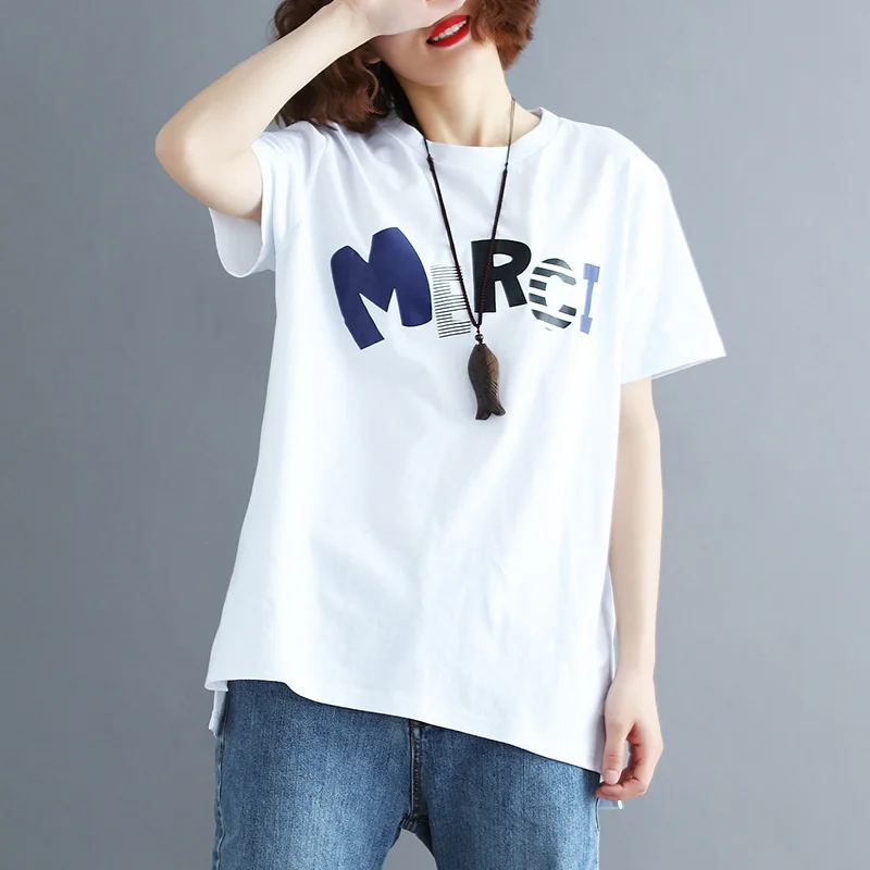 

plus Size Korean Sle Casual Cotton ort Sve T-irt Loose Women's Summer Clothes Belly Covering Top round Ne
