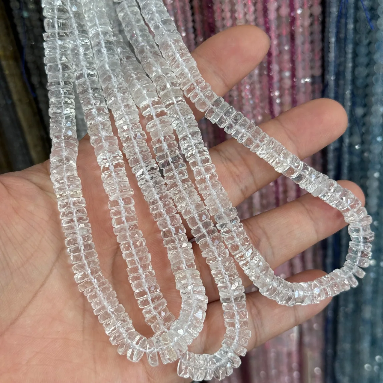 

AAAA loose beads white crystal roundell 4-4.5mm 38cm nature DIY Making jewelry