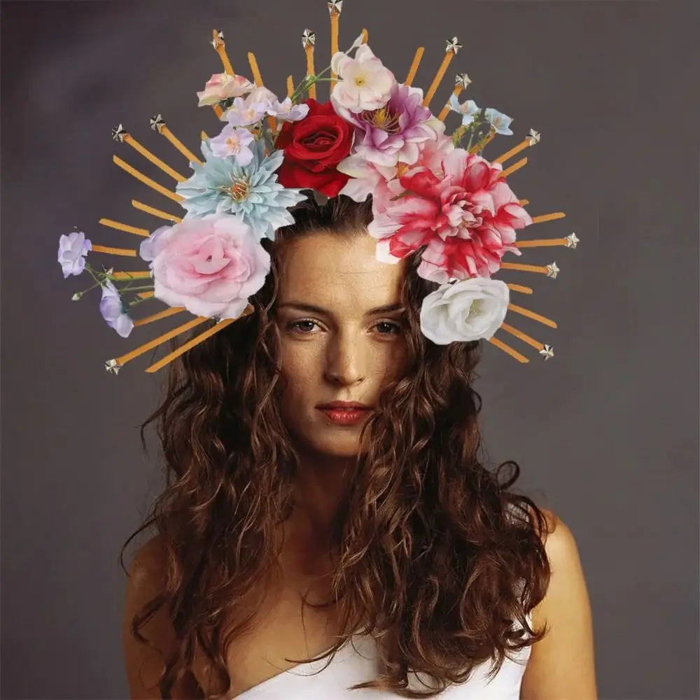 Party Attire Halloween Goddess Halo Hair Hoop Multiple Colors Five-pointed Star Goddess Crown Tiaras Headband Artificial Flower